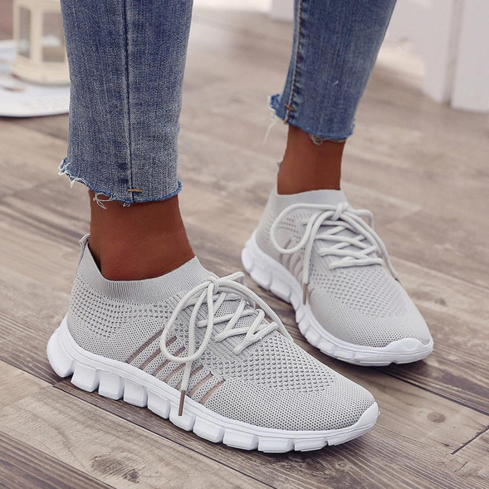Baskets grises Monreux Elise pour femme – style épuré avec semelle blanche