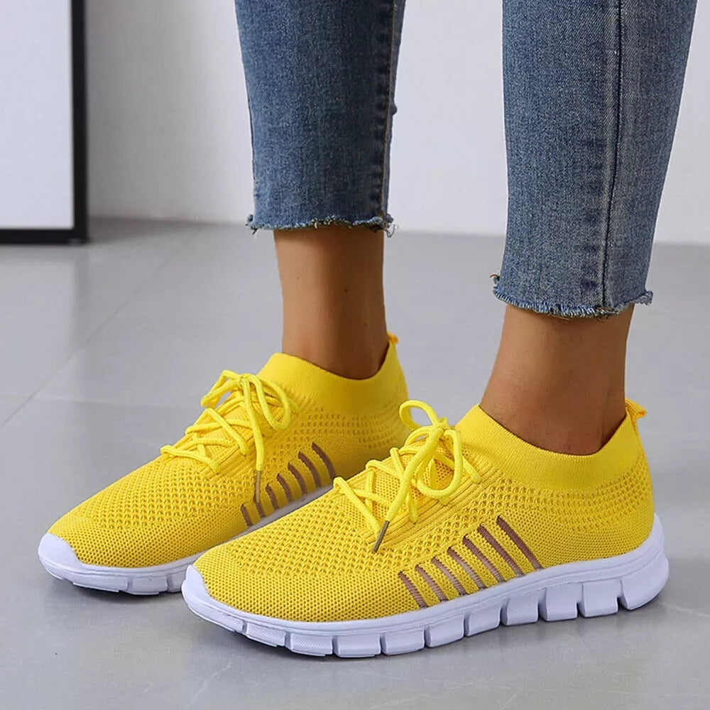 Chaussures de sport jaunes Monreux Elise – baskets respirantes femme tendance