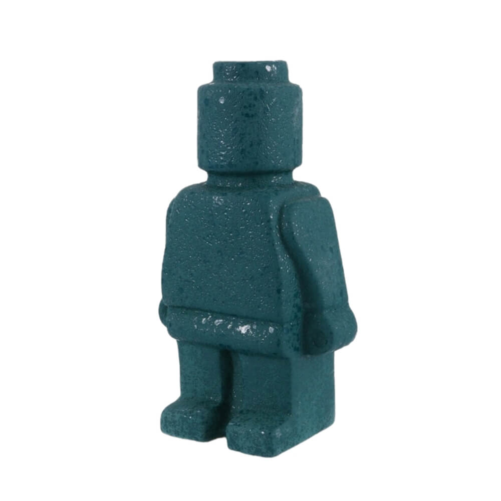 Vase en forme de LEGO vert avec finition granuleuse – objet décoratif moderne